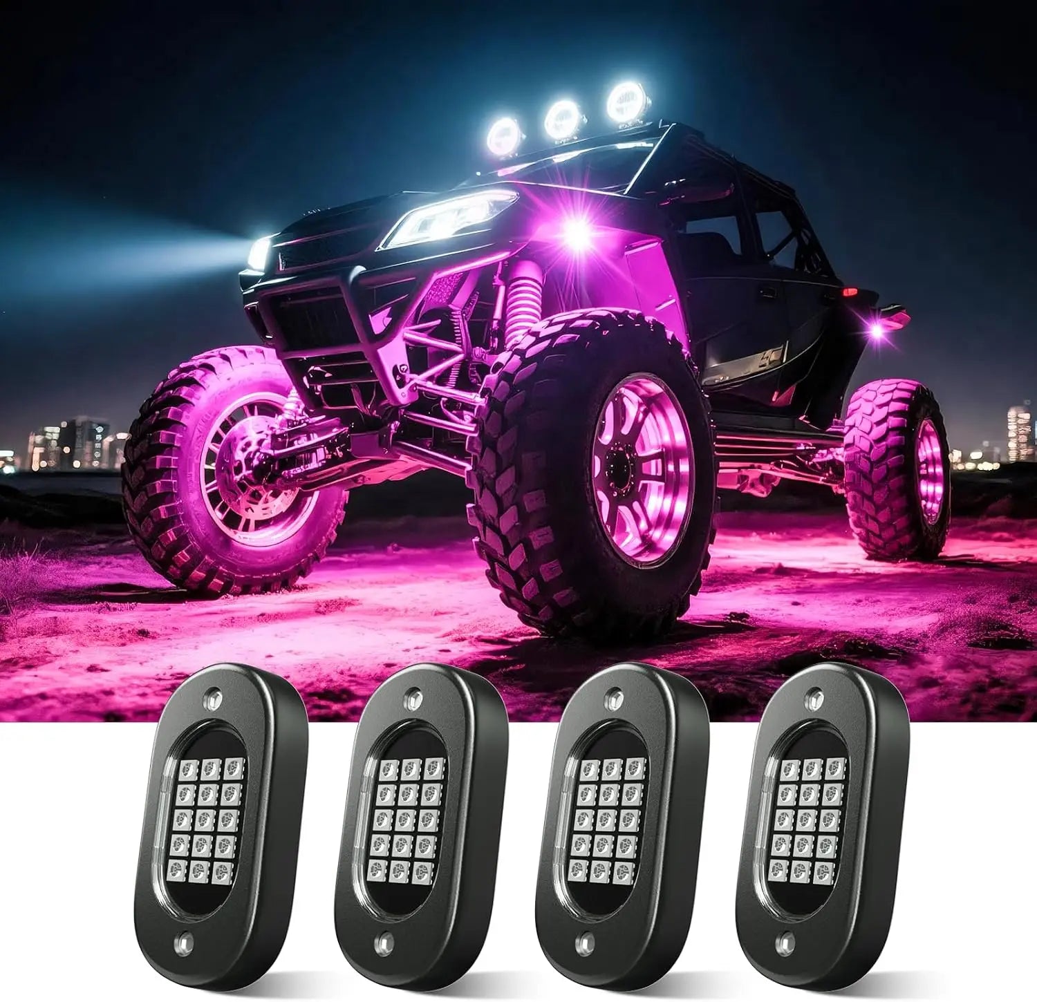 Honalia LED Rock Lights for Trucks 4/6/8/10/12 Pods RGB Truck Rock Lights Kits with App Control for ATV UTV RZR