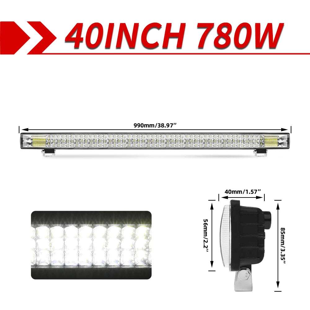 CO LIGHT 12"20"26"32"40" LED Light Bar 3-Rows 90000LM Flood Spot Offroad LED Driving Light for Pickup Truck SUV ATV UTV Boat 4x4