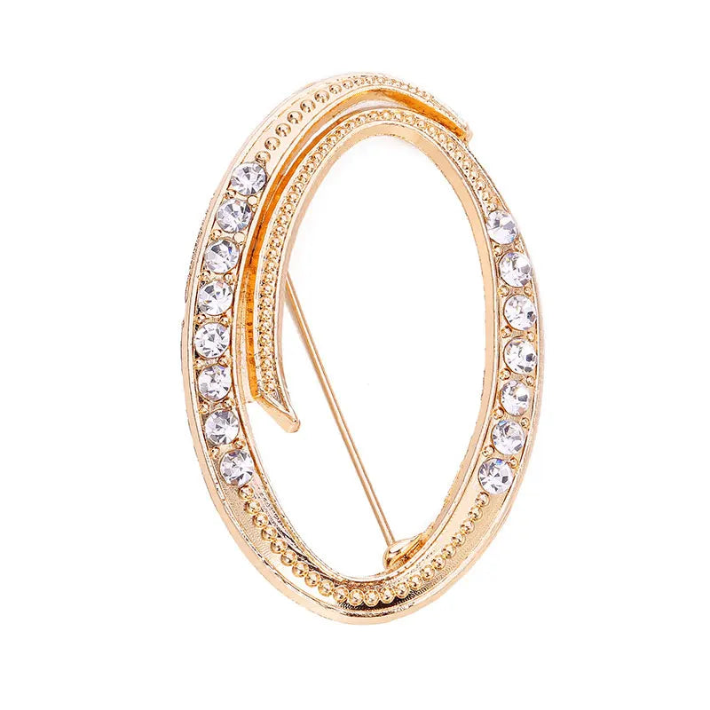 A-Z Letter Brooch Women Rhinestones Gold Crystal Metal Alphabet Pins Jewelry DIY Accessories