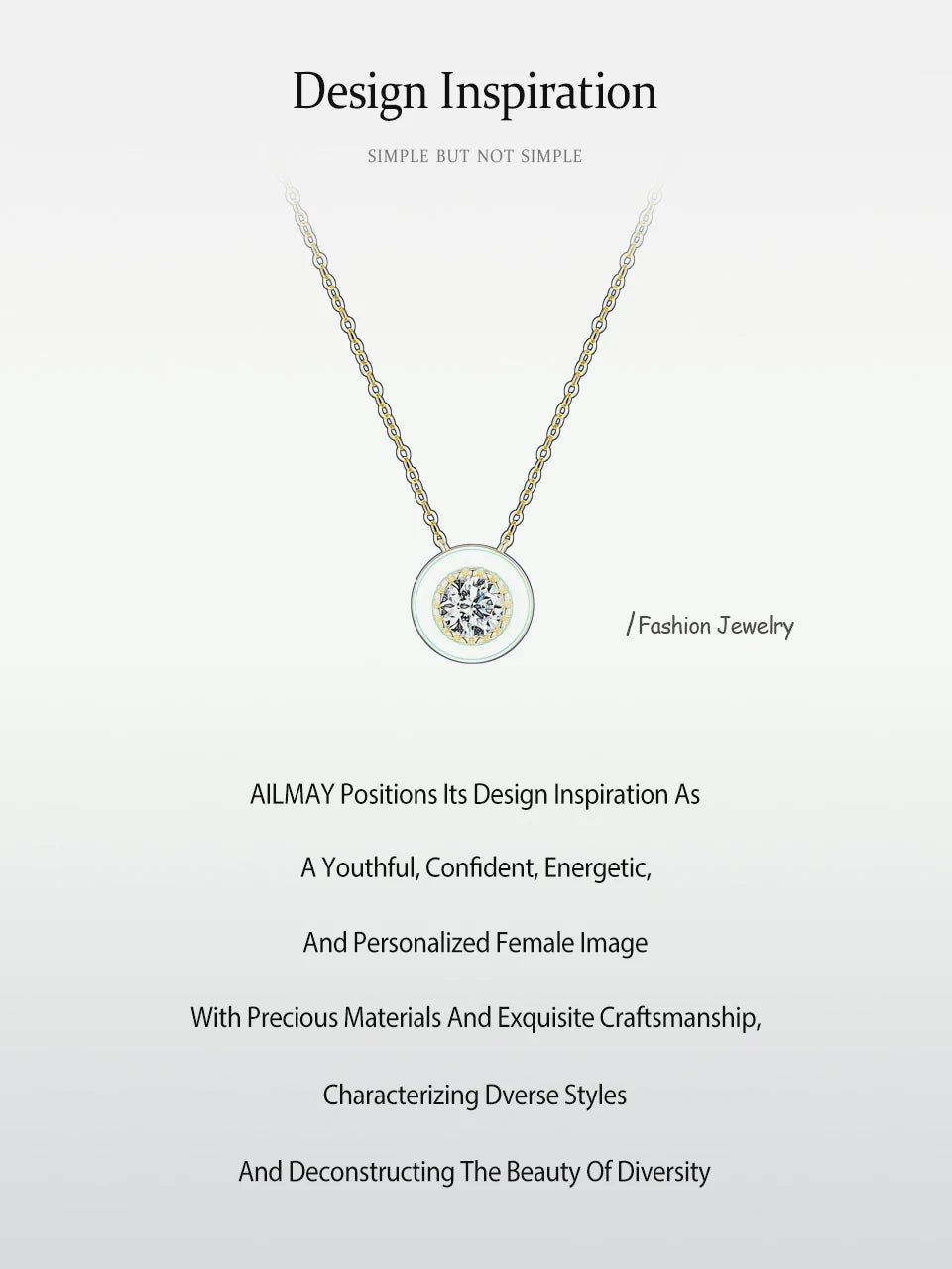 Ailmay 925 Sterling Silver Elegant Round Blue Enamel Pendant Shiny Zirconia Necklace For Women Wedding Engagement Fine Jewelry