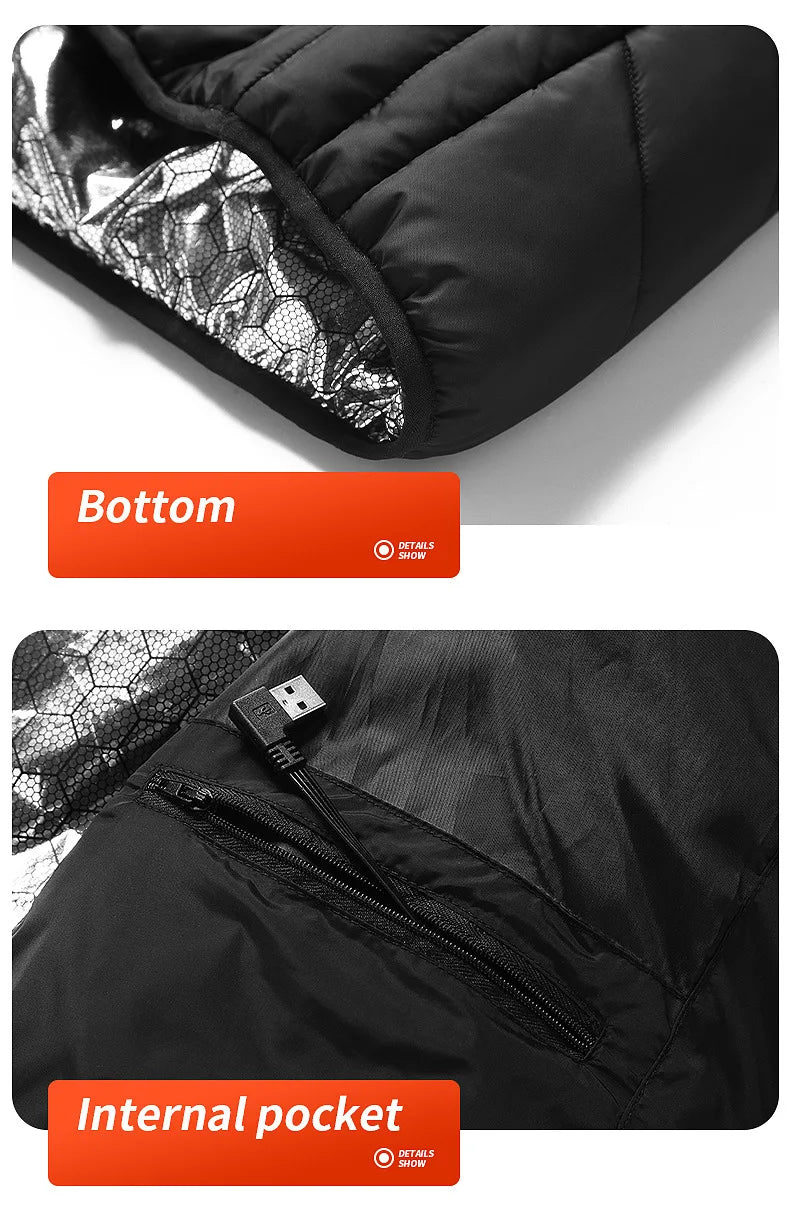 21 Heated Vest Zones Electric Heated Jackets Men Women Sportswear Heated Coat Graphene Heat Coat USB Heating Jacket For Camping