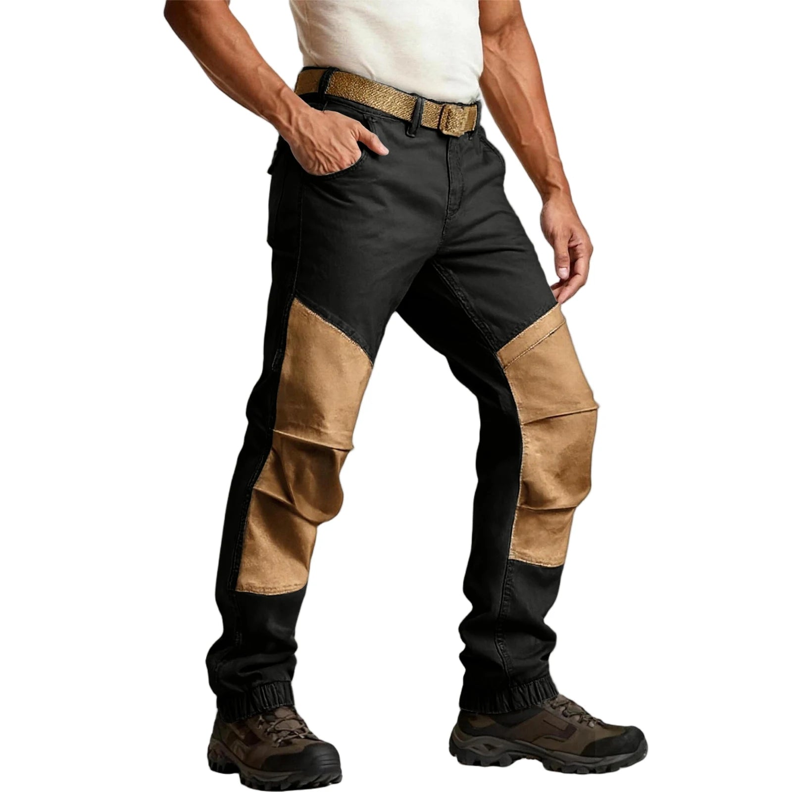 Leg Binding Color Blocked Work Pants Outdoor Hiking Pants Men'S Casual Pants Spring And Autumn Men'S Work Pants