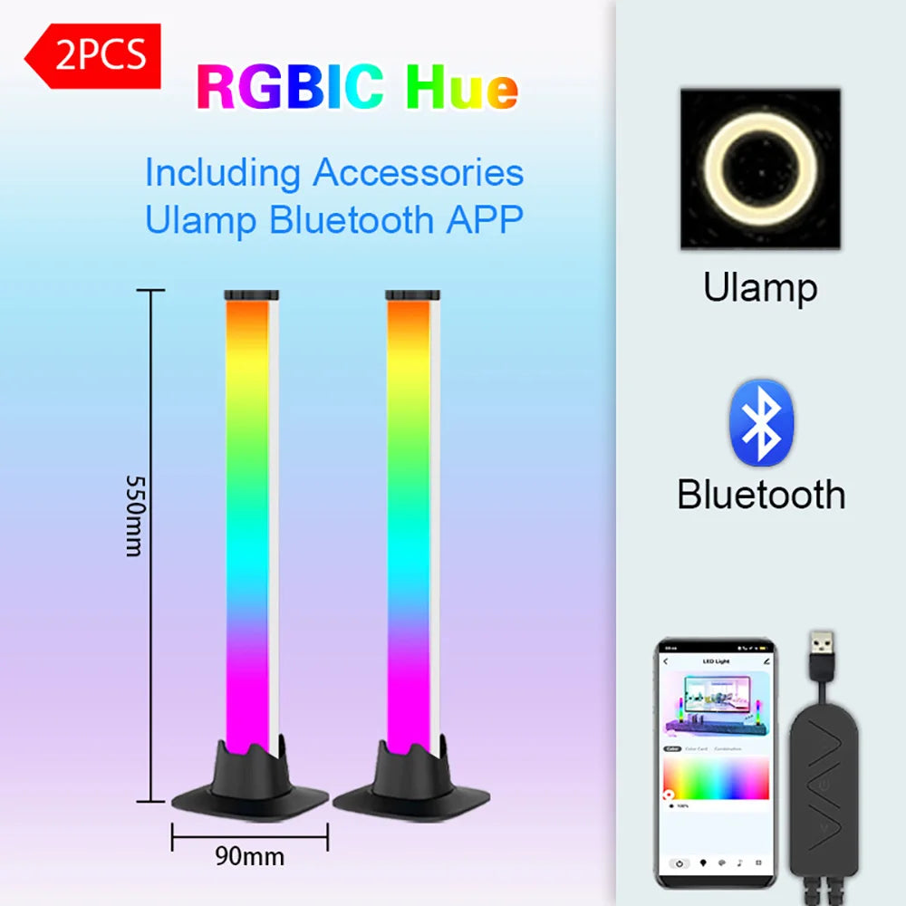 Music Light Bar RGBIC Pickup Rhythm Lights Desktop Strip Light APP Control USB Atmosphere Lamp For Gaming Bedroom TV Backlight