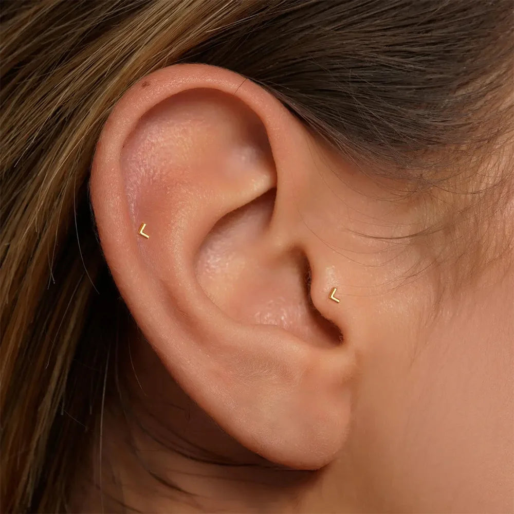 Aide 1pc 925 Sterling Silver Mini Zircon Thick Flat Screw Back Drop Earrings For Women K Gold Piercing Stud Earrings Jewelry