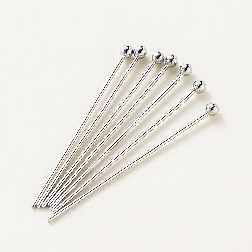 100pcs/lot 14K 18K Gold Plated 16-50mm Ball Head Pins DIY Jewelry Making Findings Brass Metal Flat Head Eye Head Pins Supplies