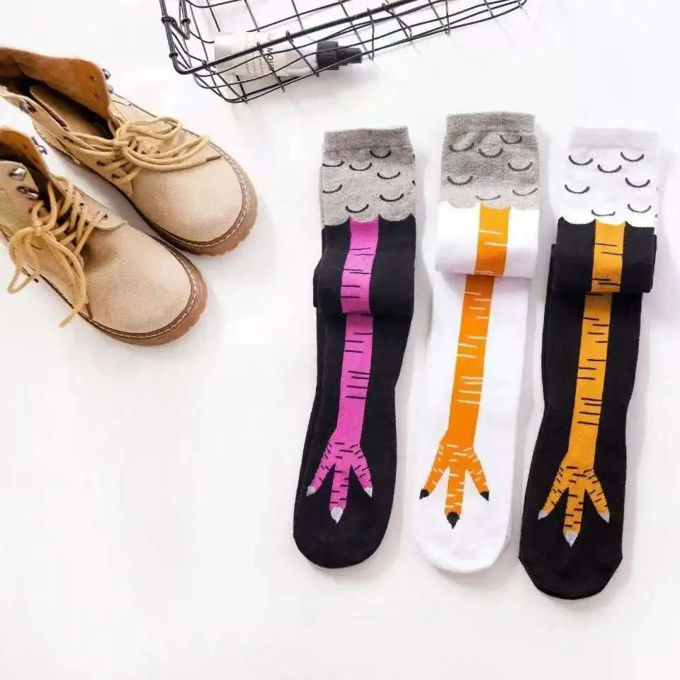 Men Women Funny 3D Chicken Socks Print Cartoon Cosplay High flexibility Thigh High Sock Cotton Fashion Thin Toe Feet Paws Stocks
