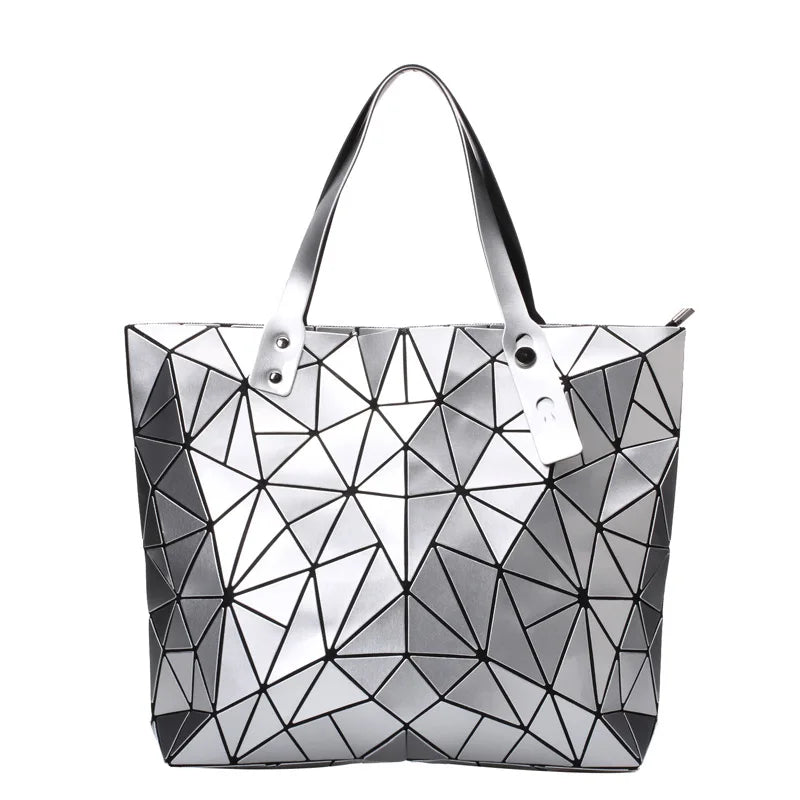 New Gold Handbags Bags For Women 2026 Summer Large Tote Bag Ladies Geometric Messenger Shoulder Bag Beach Luxury Designer Silver